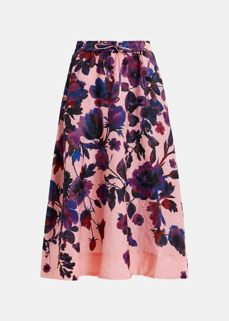 Floral-jacquard midi skirt